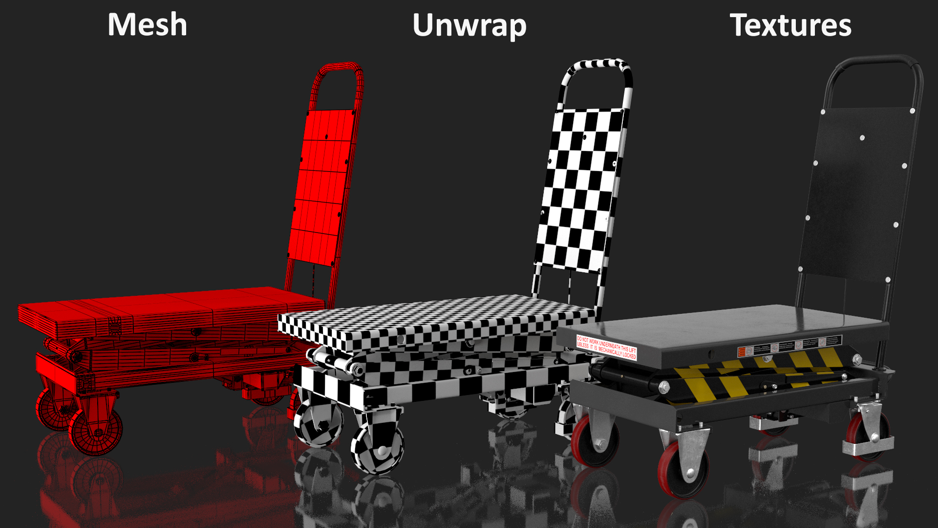 Mobile Hydraulic Scissor Trolley Lifted 3D model