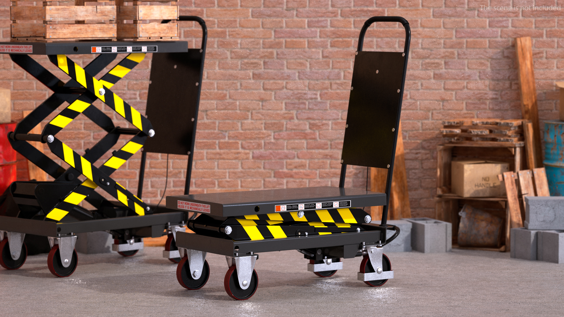 Mobile Hydraulic Scissor Trolley Lifted 3D model