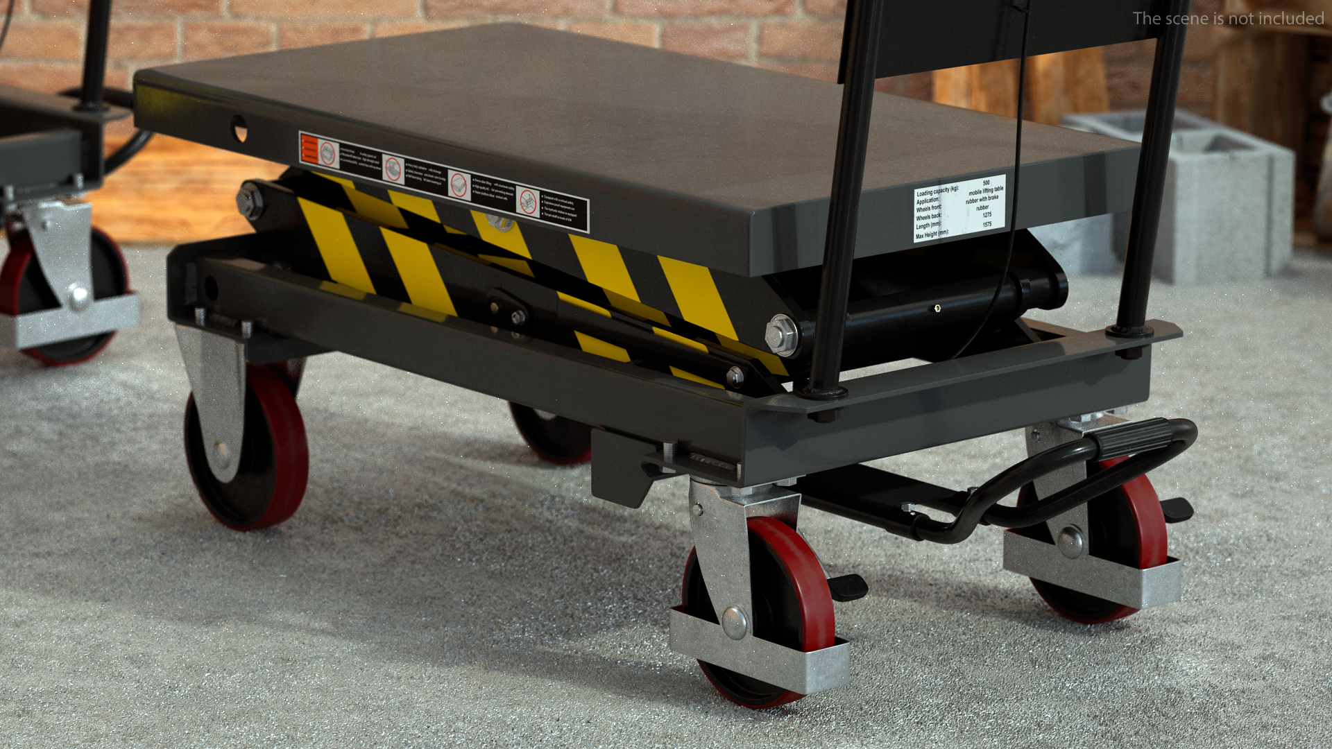 Mobile Hydraulic Scissor Trolley Lifted 3D model