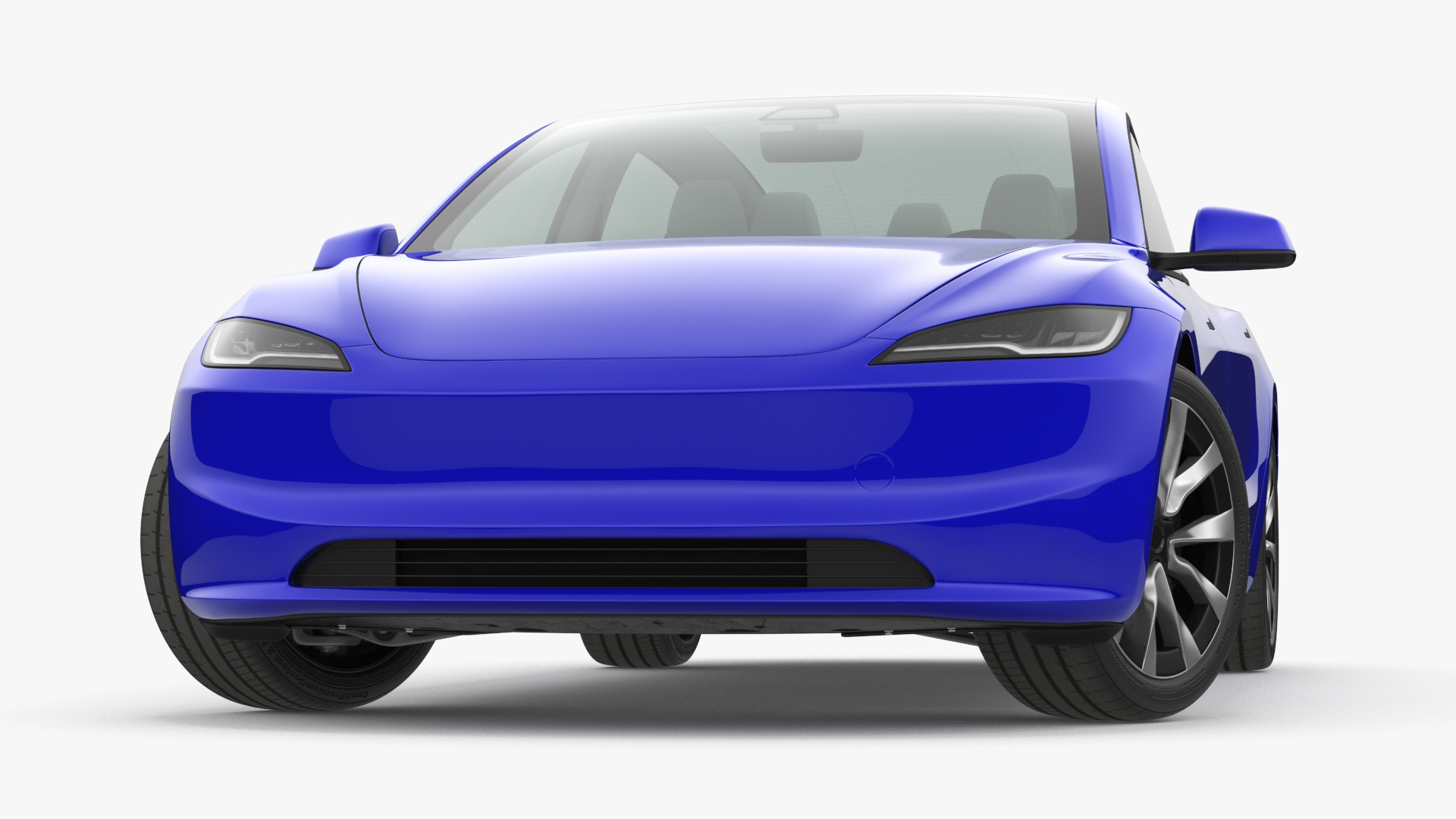 3D Modern Electric Sedan Blue Rigged model