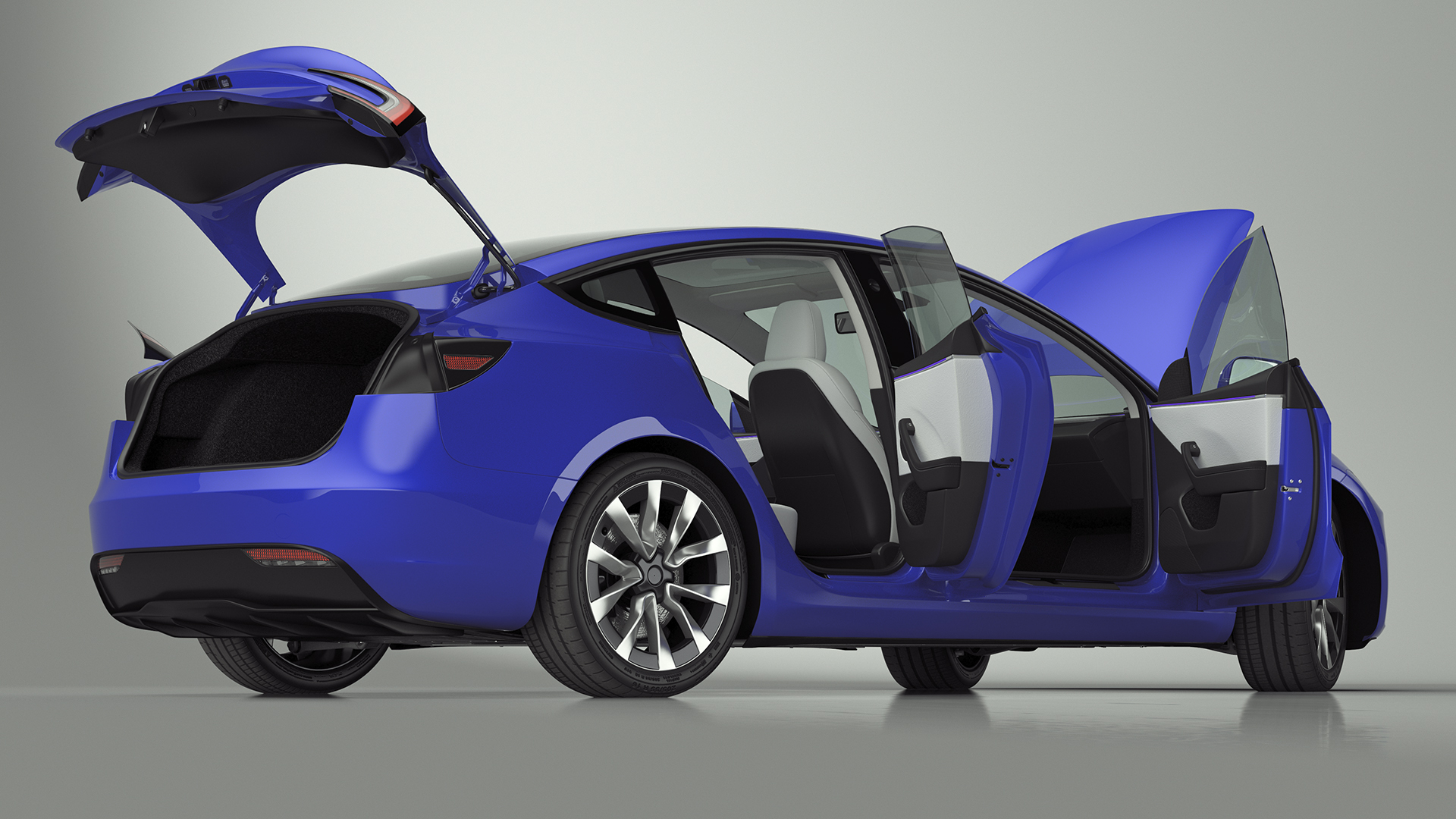 3D Modern Electric Sedan Blue Rigged model