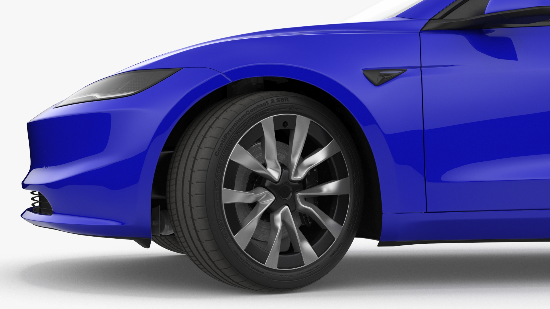 3D Modern Electric Sedan Blue Rigged model