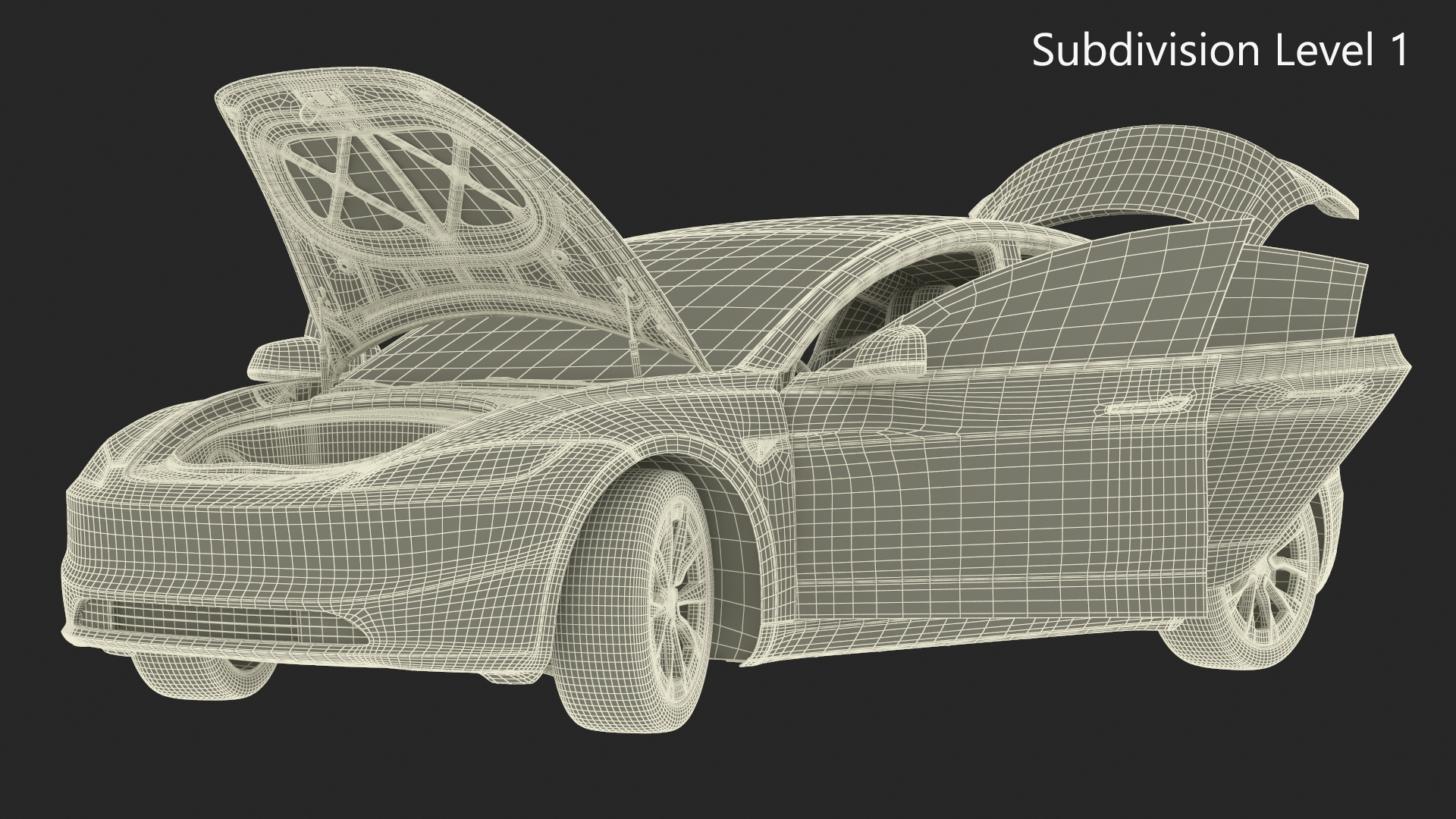 3D Modern Electric Sedan Blue Rigged model