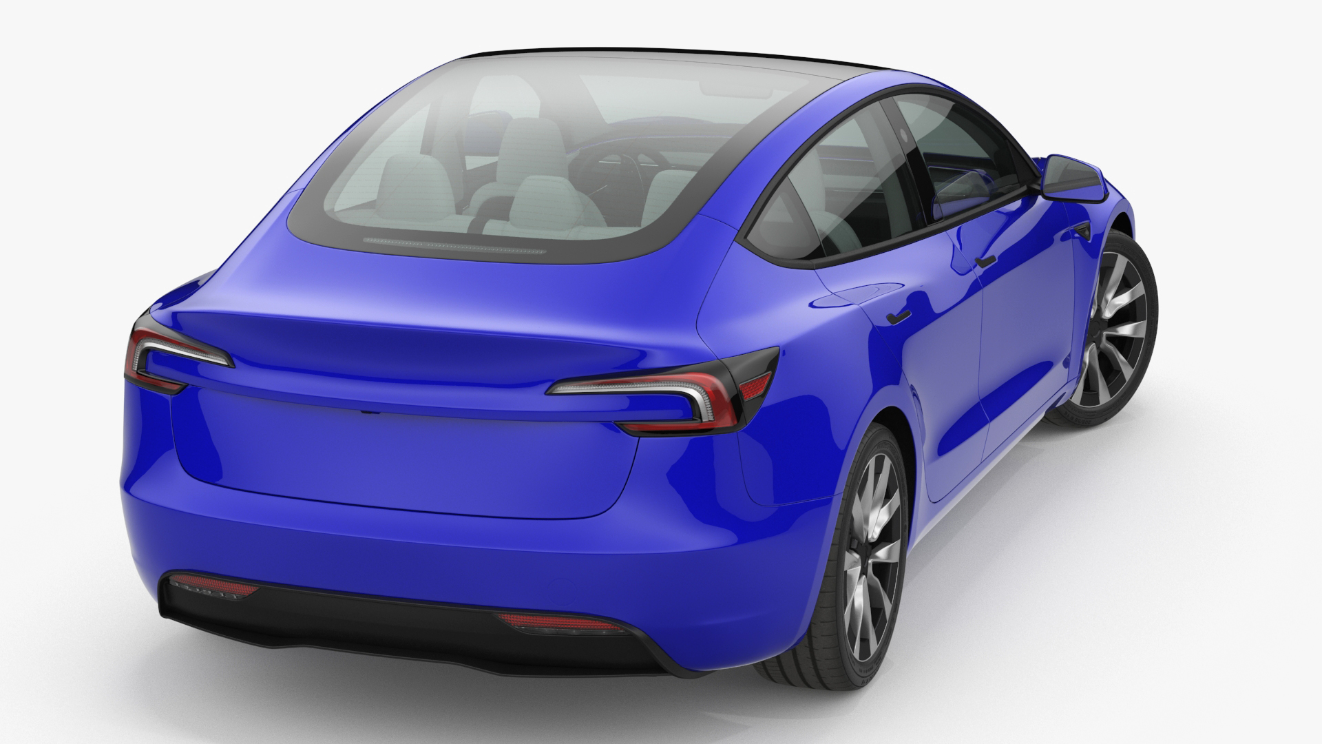 3D Modern Electric Sedan Blue Rigged model