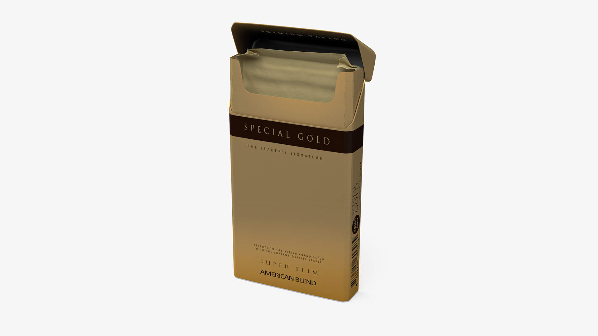 3D model Pack of Cigarettes Super Slim Gold Empty