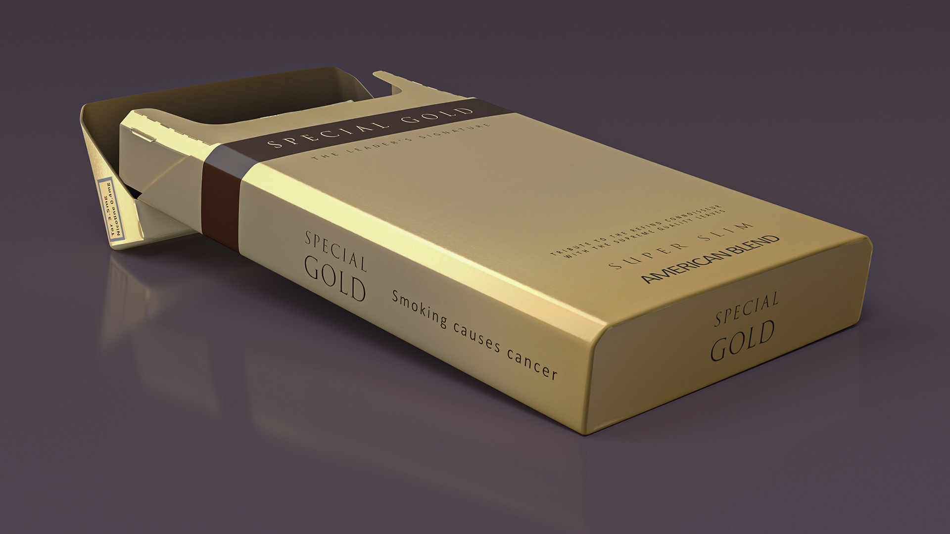 3D model Pack of Cigarettes Super Slim Gold Empty
