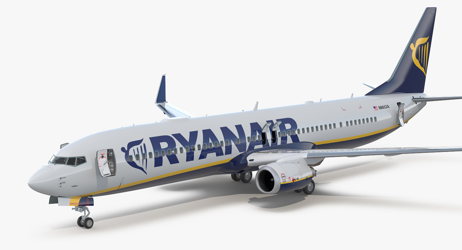 3D model Boeing 737 900 with Interior and Cockpit Ryanair Rigged