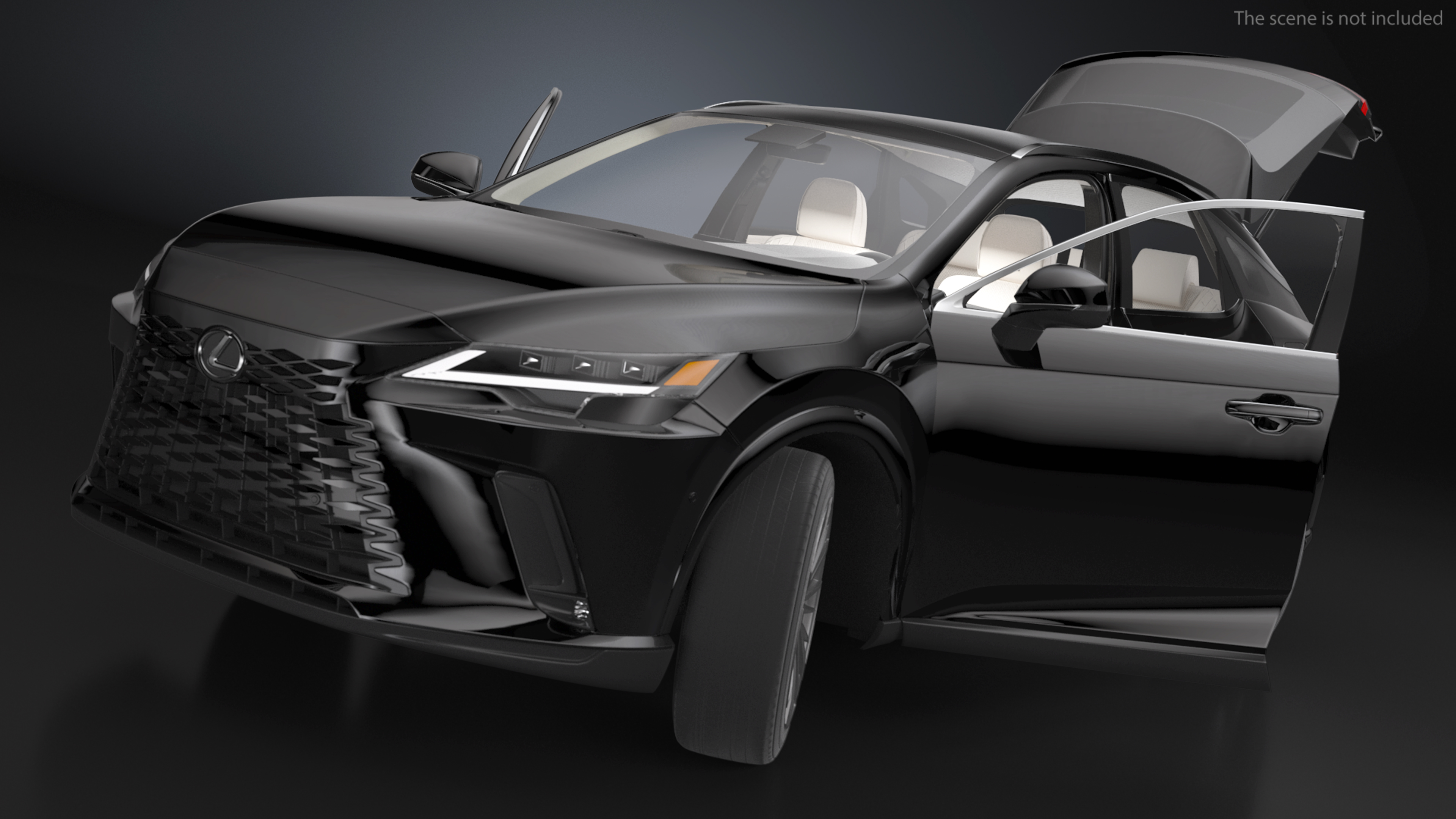3D model 2023 Lexus RX 350 Black Rigged
