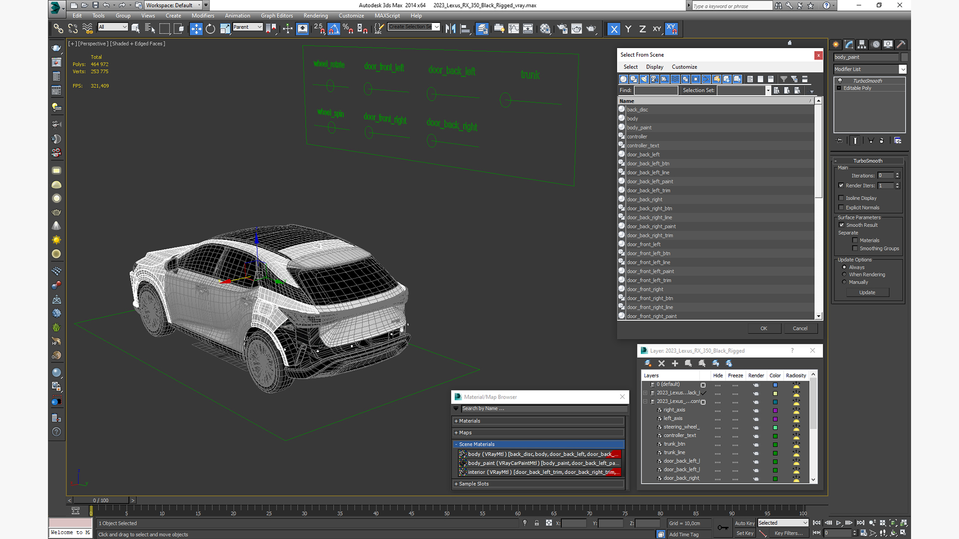 3D model 2023 Lexus RX 350 Black Rigged