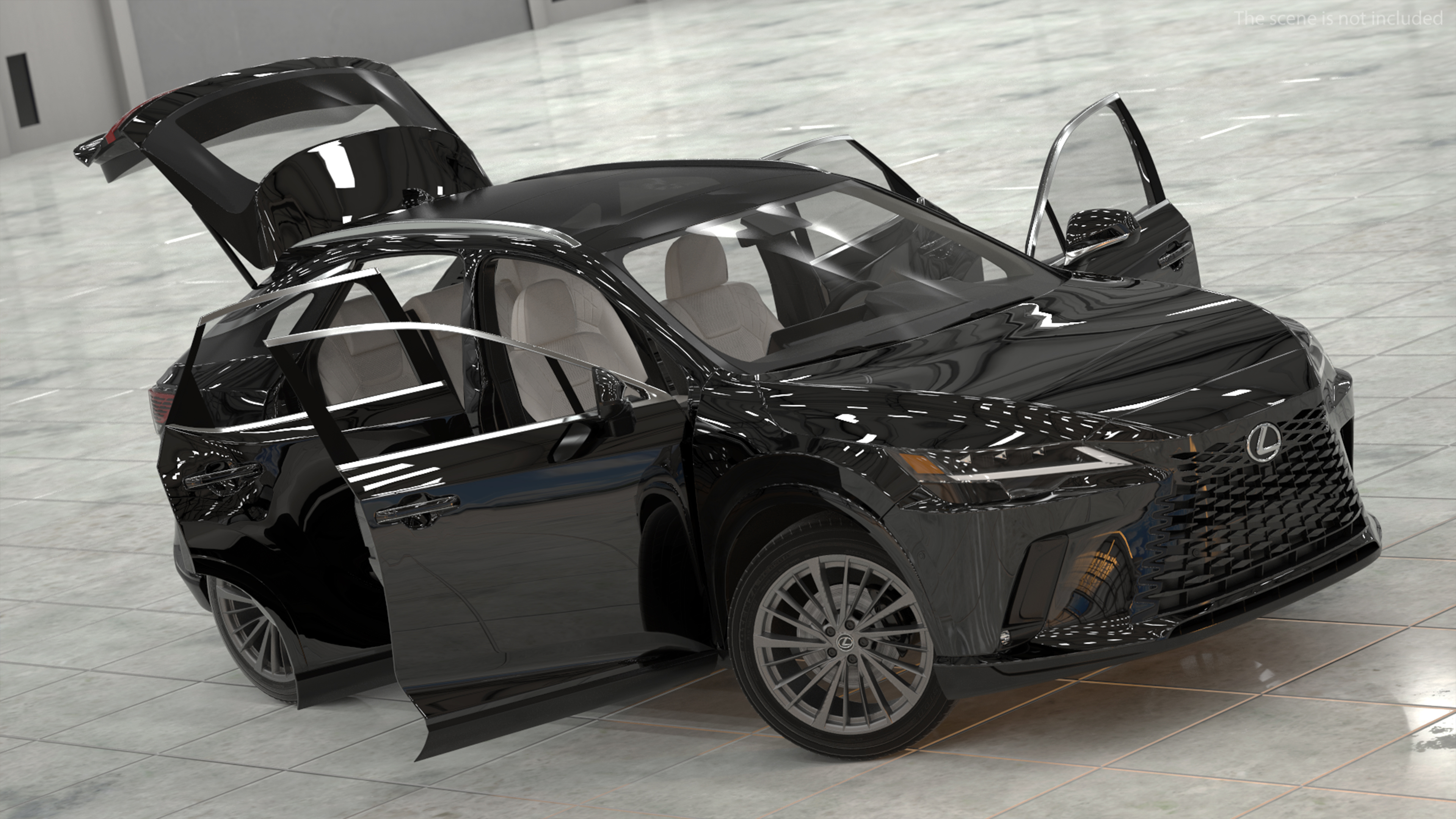 3D model 2023 Lexus RX 350 Black Rigged
