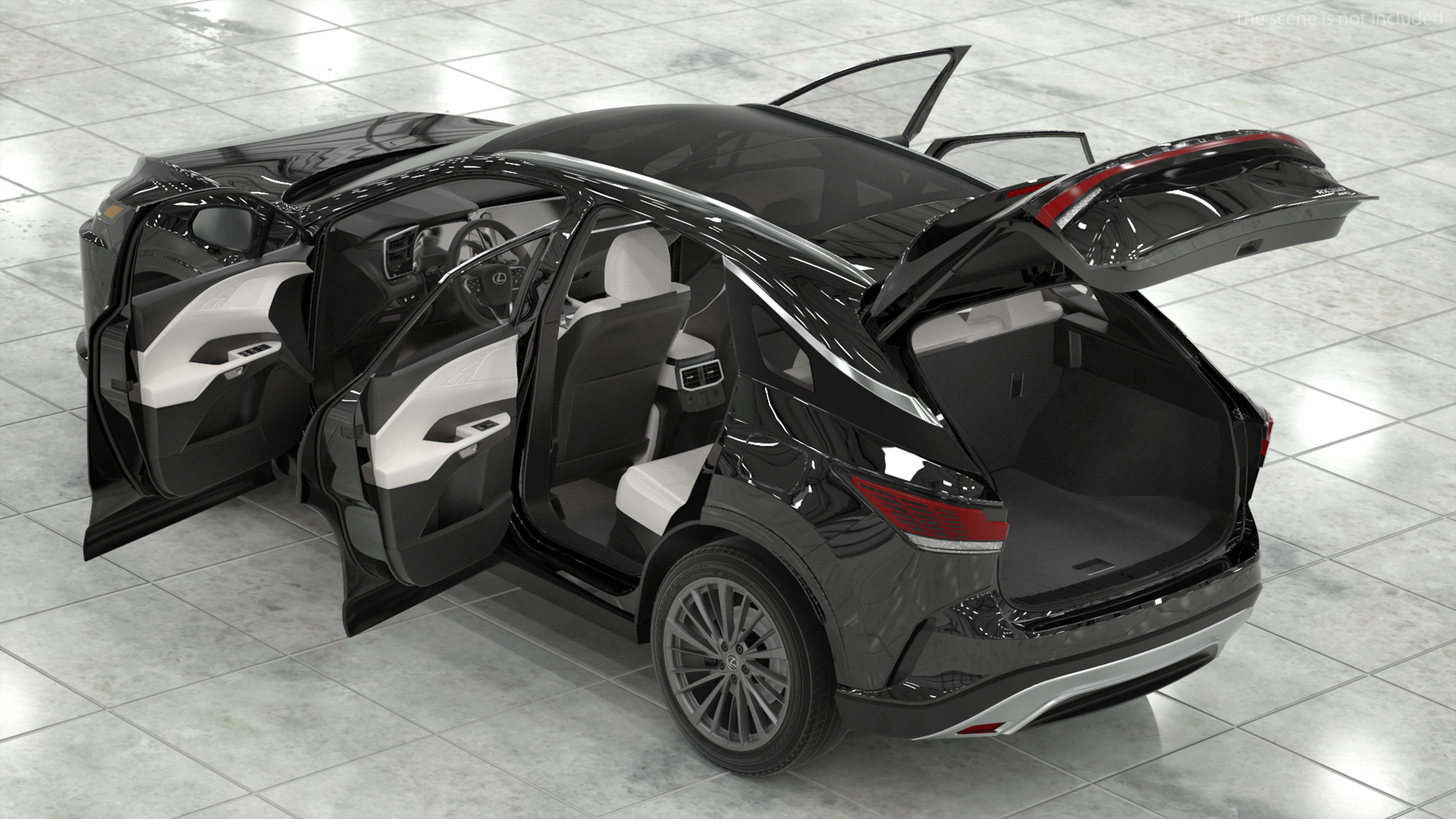 3D model 2023 Lexus RX 350 Black Rigged