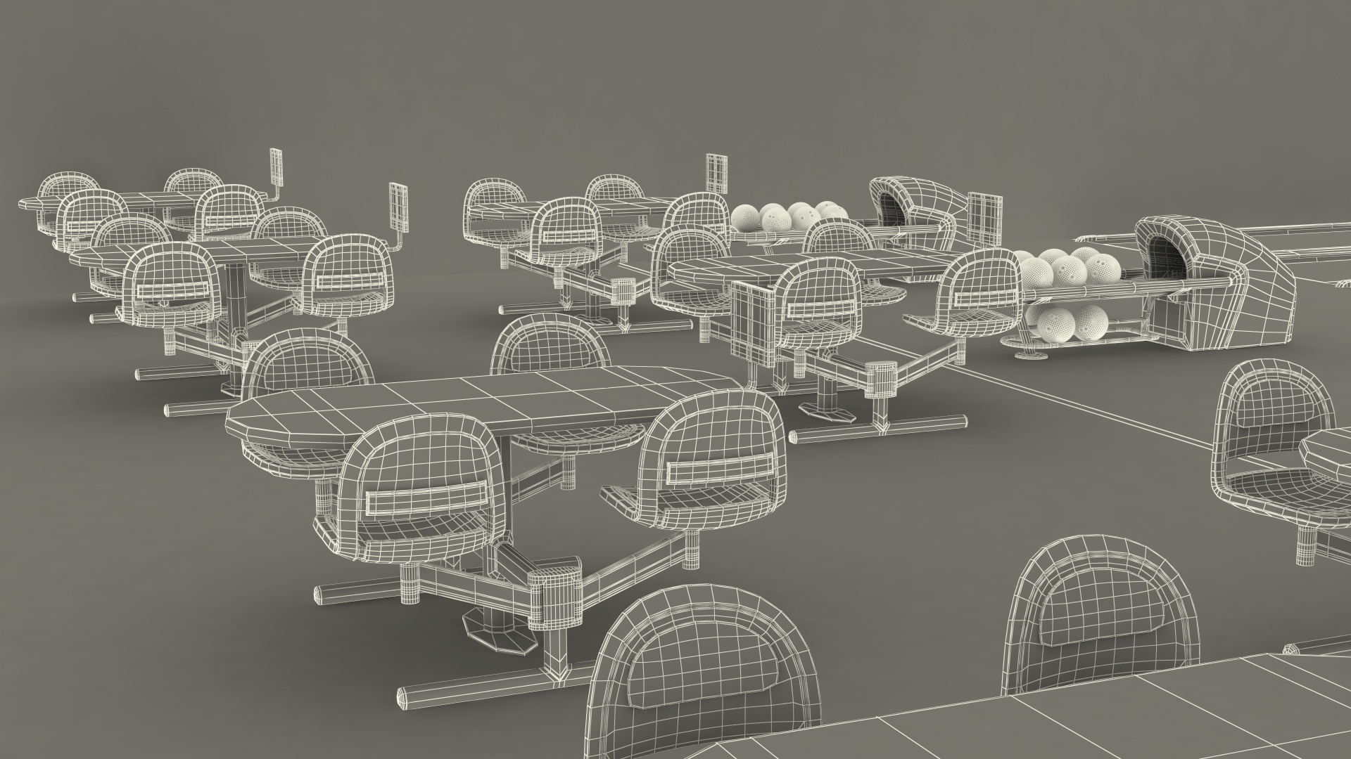 3D Bowling Center Interior with Furniture model