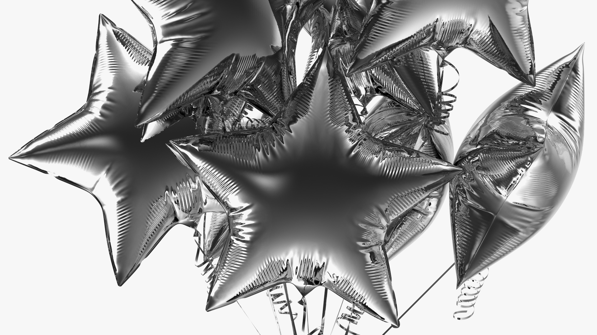 3D Silver Star Balloon Bouquet with Gift Box