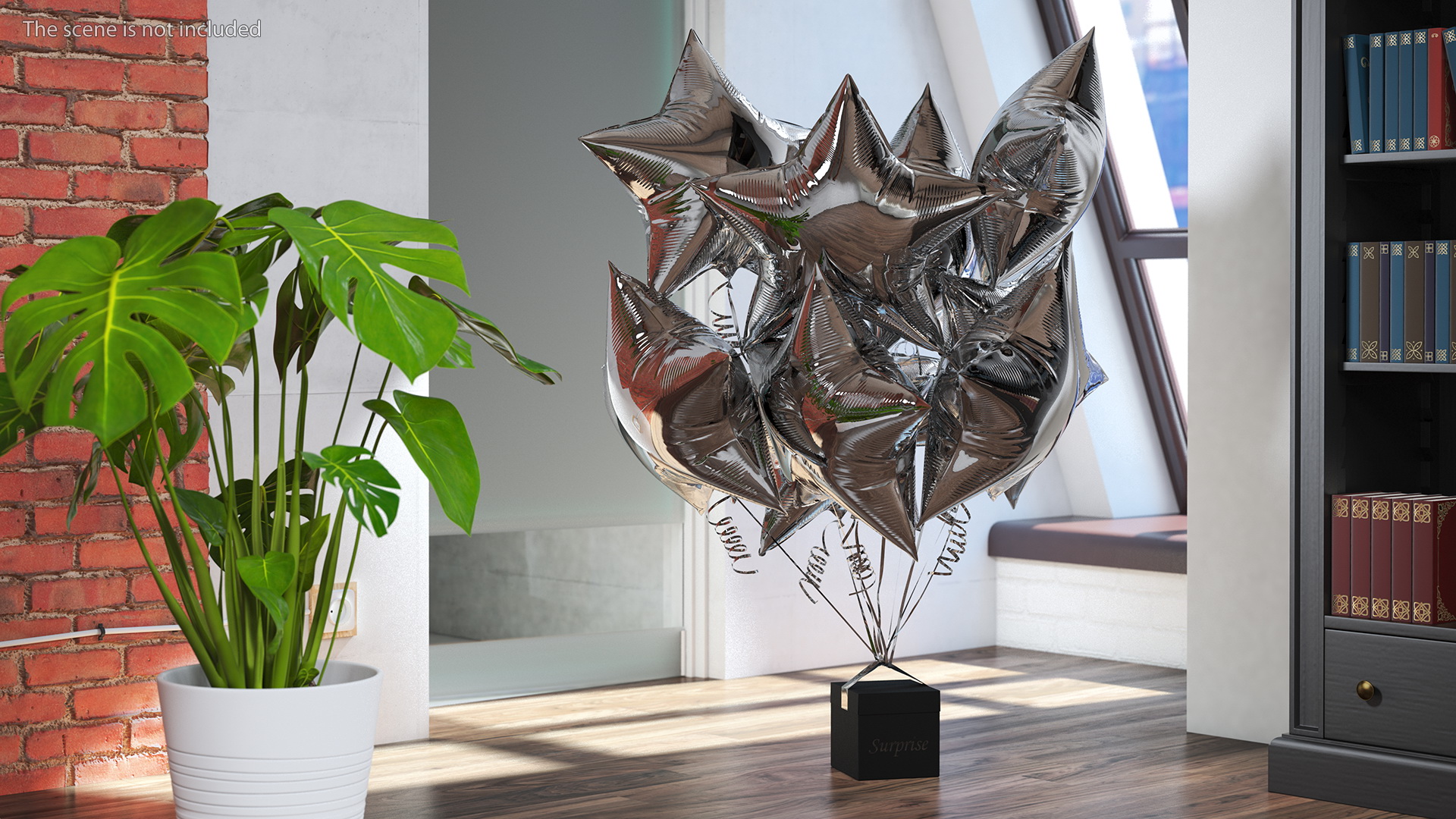 3D Silver Star Balloon Bouquet with Gift Box
