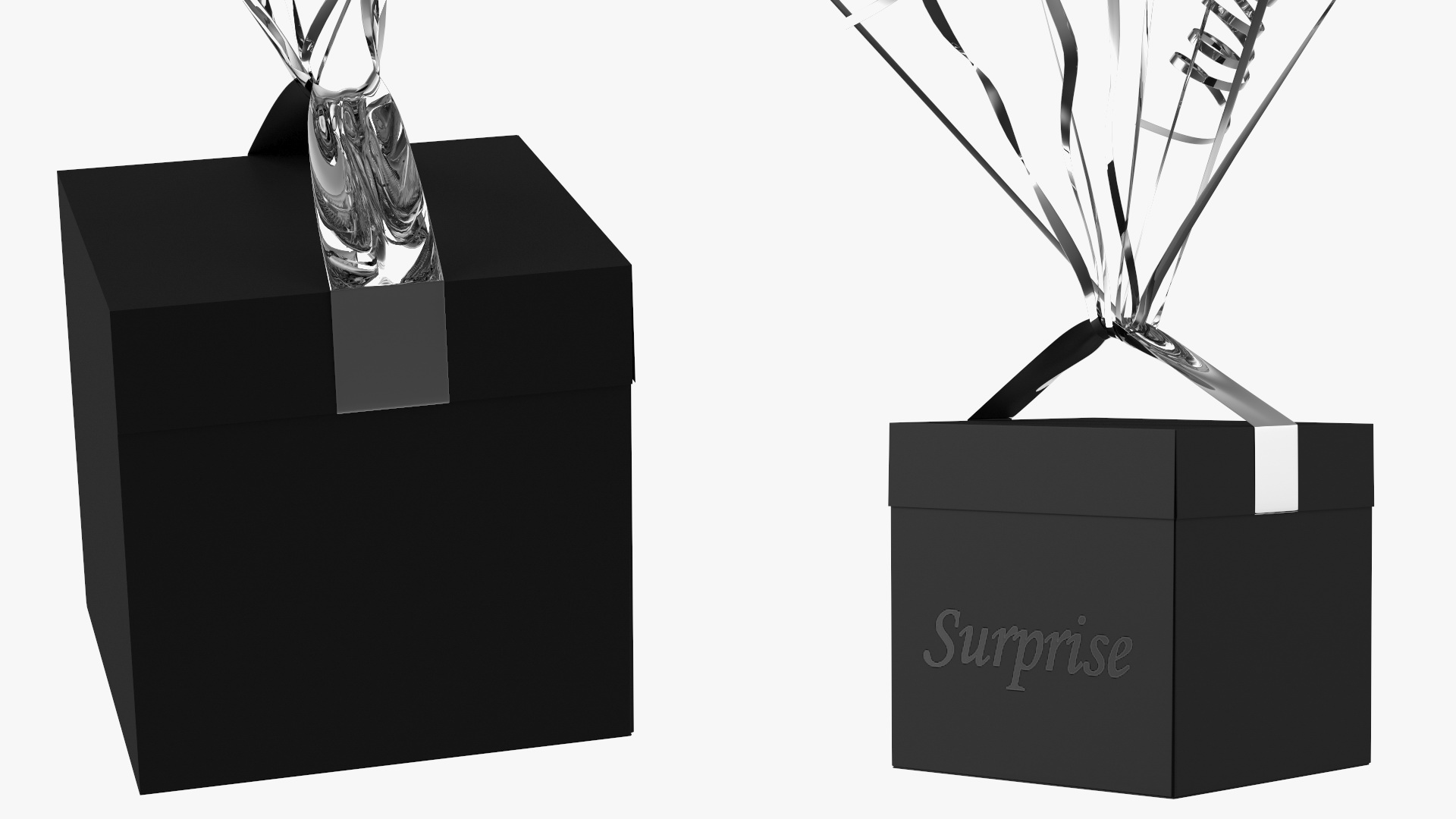 3D Silver Star Balloon Bouquet with Gift Box