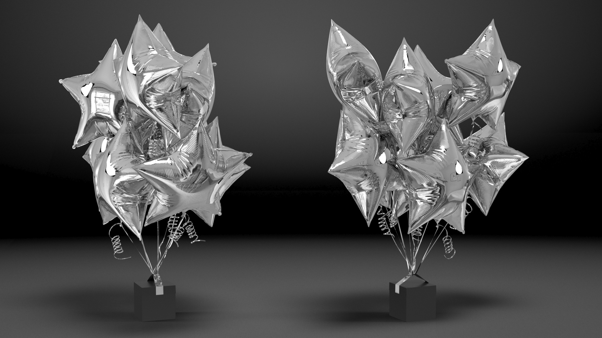 3D Silver Star Balloon Bouquet with Gift Box