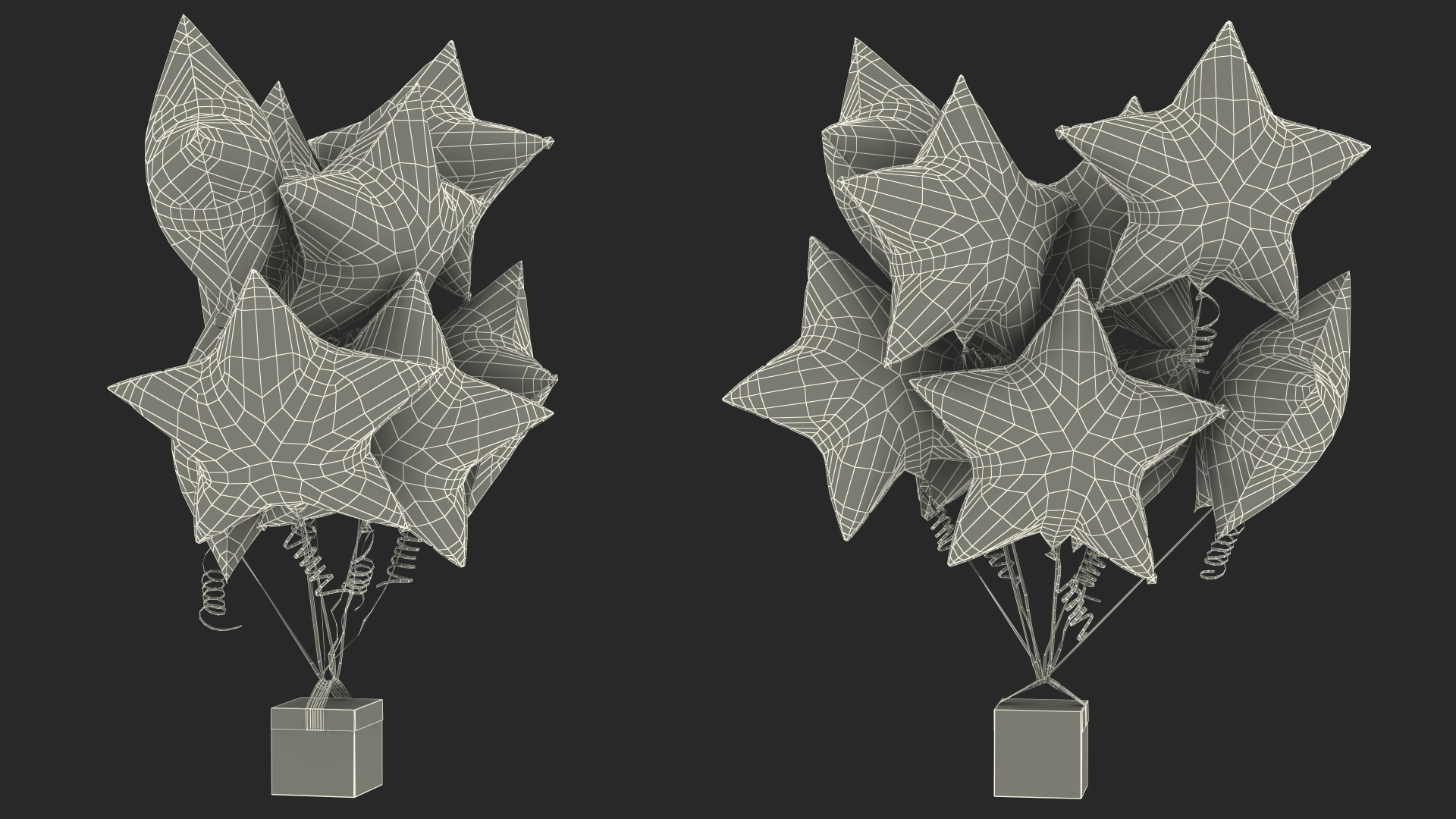 3D Silver Star Balloon Bouquet with Gift Box