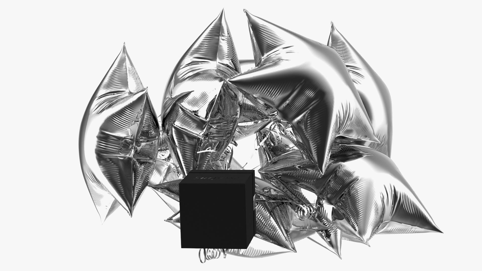 3D Silver Star Balloon Bouquet with Gift Box