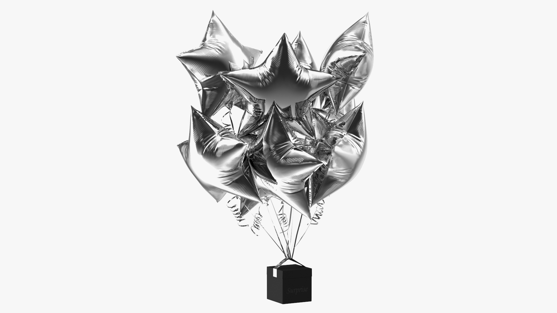 3D Silver Star Balloon Bouquet with Gift Box