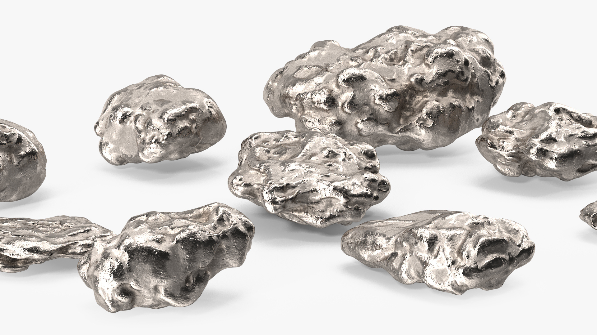 3D Metallic Minerals Silver Set model