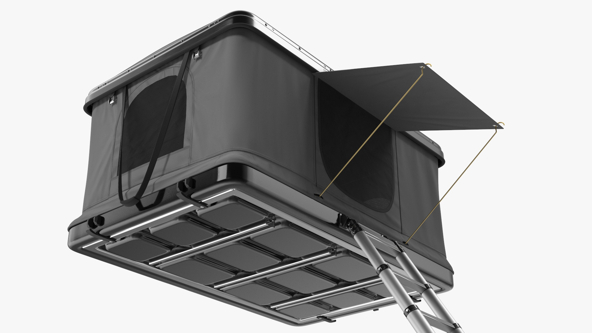 3D model Rooftop Car Tent Grey Unfolded