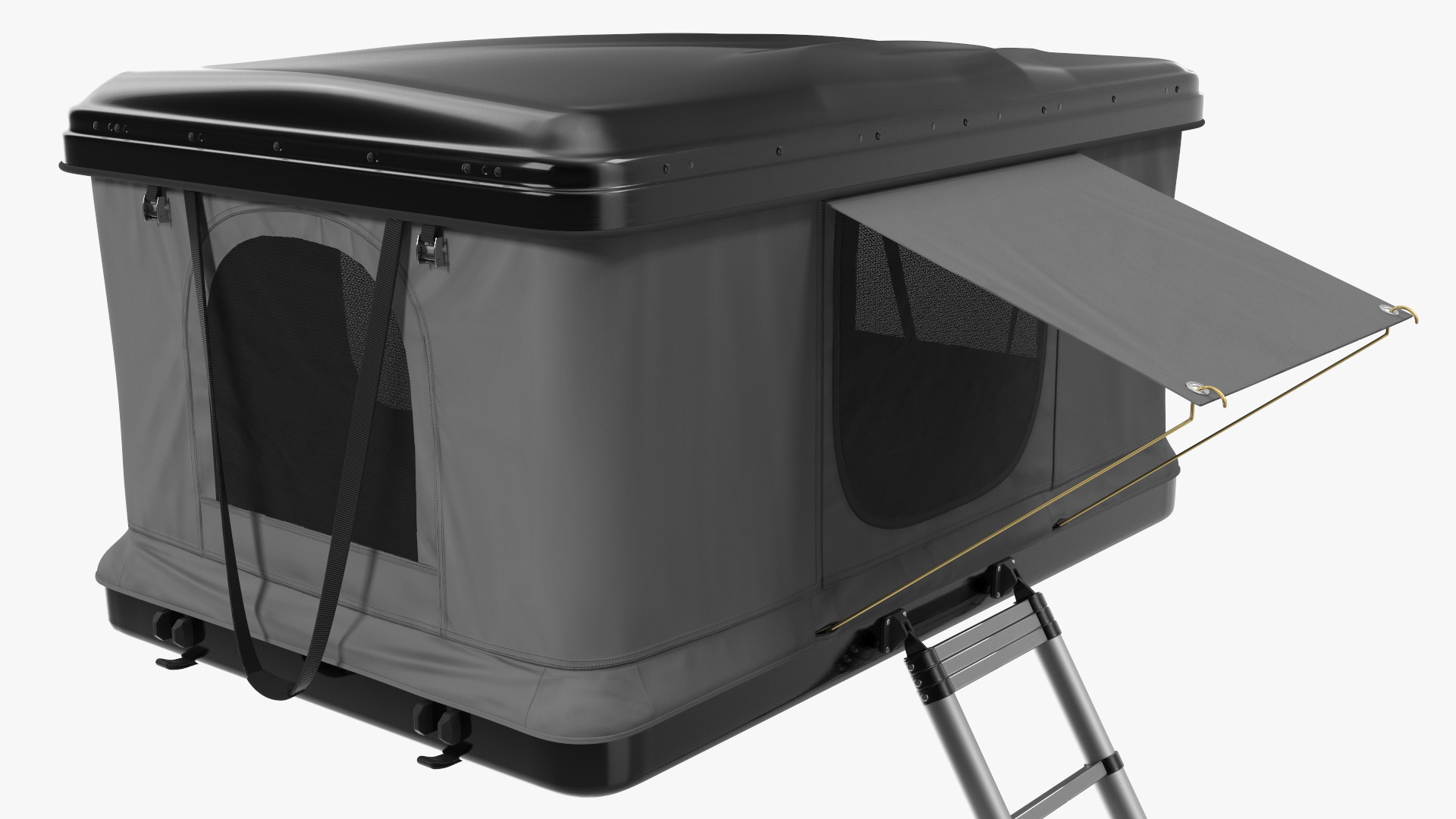 3D model Rooftop Car Tent Grey Unfolded