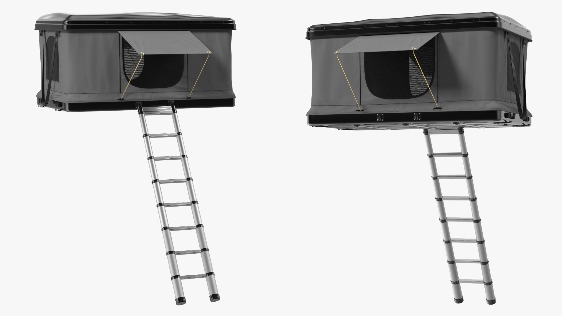 3D model Rooftop Car Tent Grey Unfolded