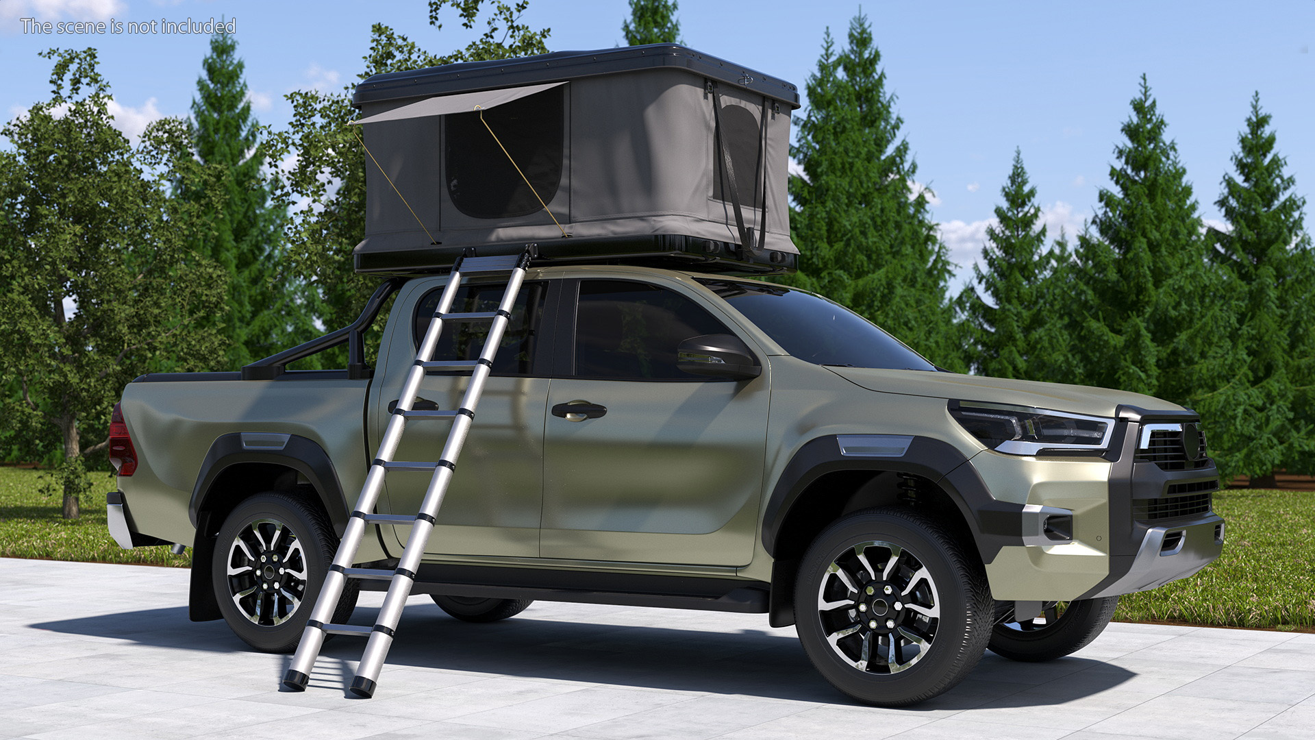 3D model Rooftop Car Tent Grey Unfolded