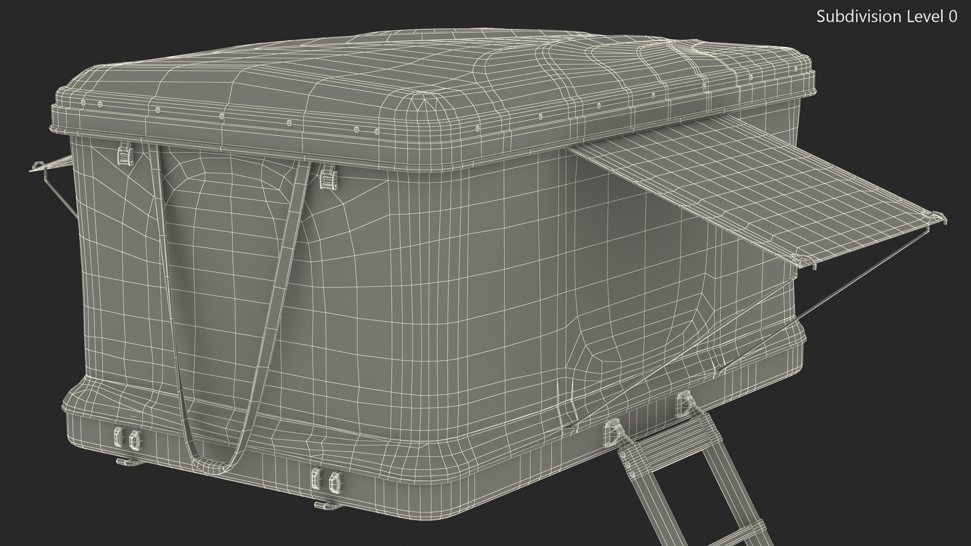 3D model Rooftop Car Tent Grey Unfolded