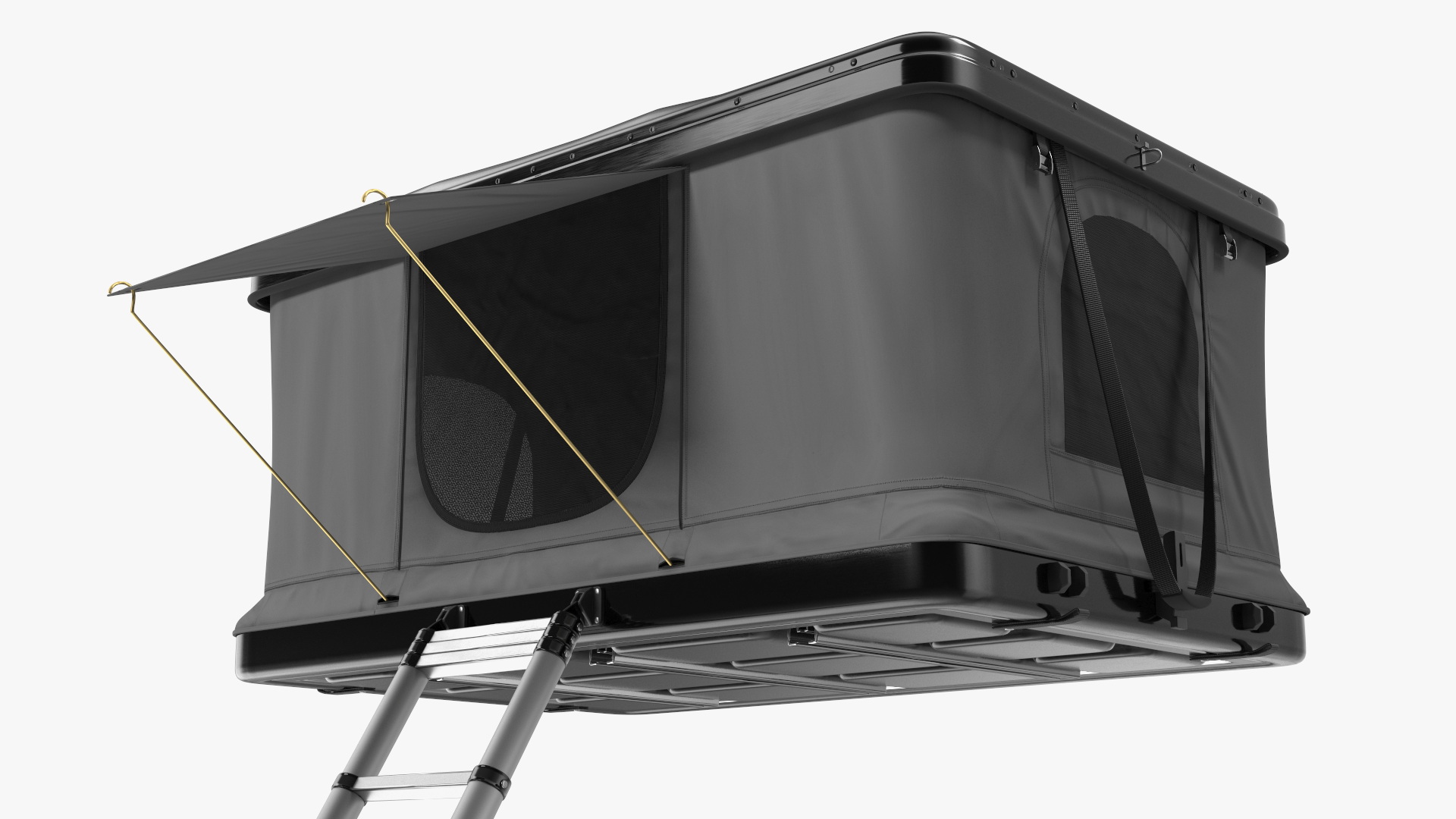 3D model Rooftop Car Tent Grey Unfolded