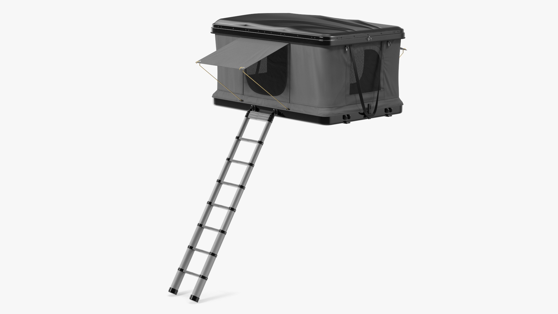 3D model Rooftop Car Tent Grey Unfolded