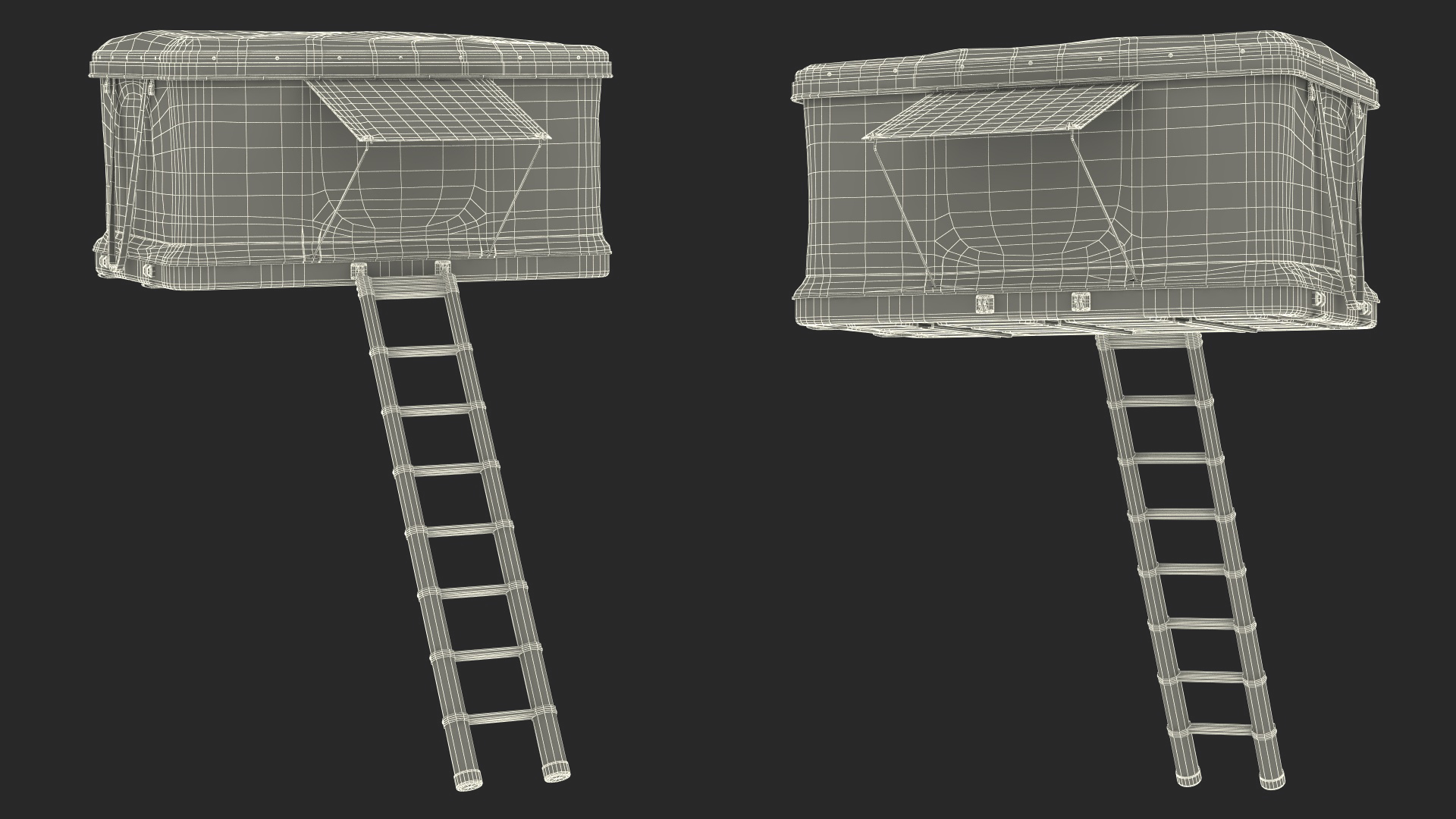 3D model Rooftop Car Tent Grey Unfolded