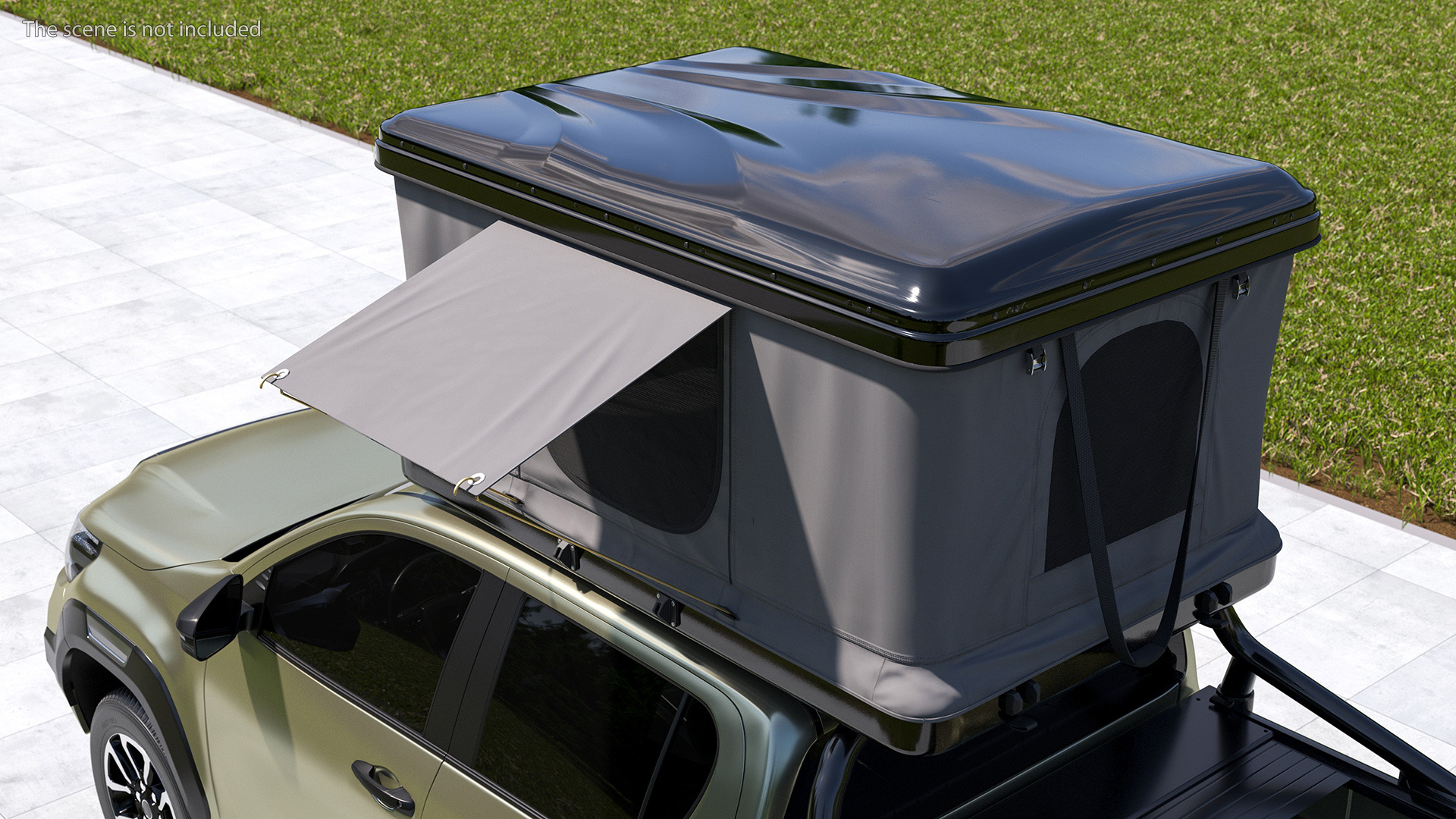 3D model Rooftop Car Tent Grey Unfolded
