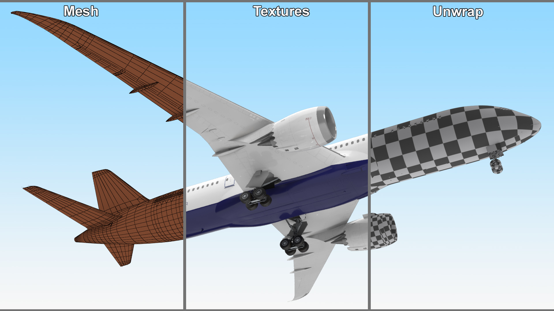 3D Commercial Jet Airliner Boeing 787-8 Rigged model