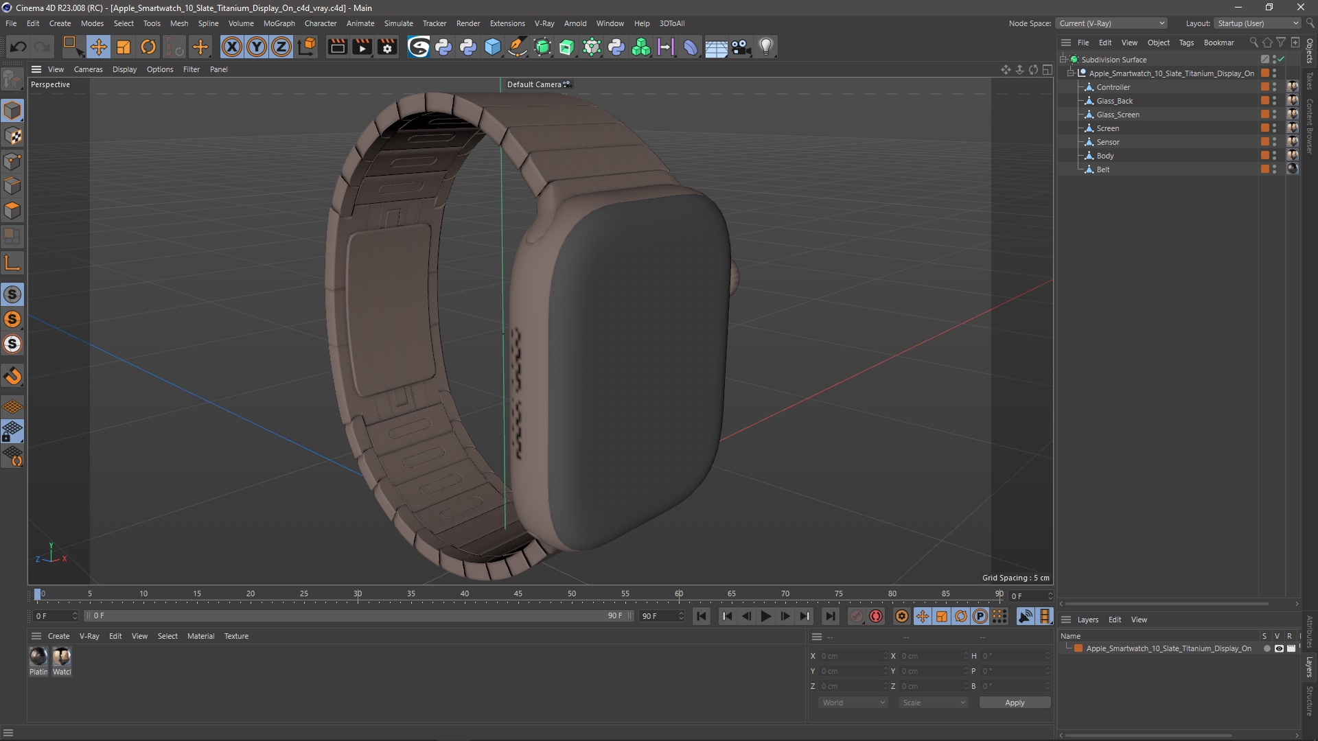 3D model Apple Smartwatch 10 Slate Titanium Display On