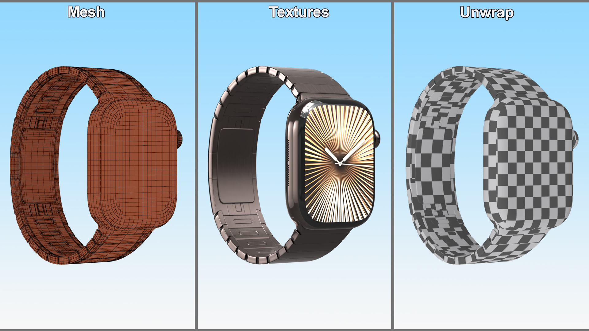 3D model Apple Smartwatch 10 Slate Titanium Display On