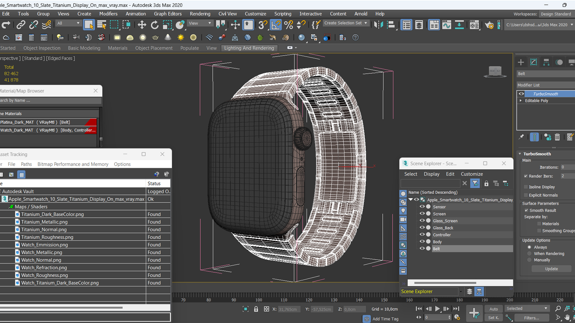3D model Apple Smartwatch 10 Slate Titanium Display On