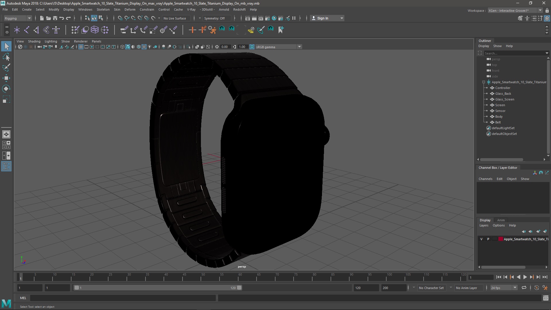 3D model Apple Smartwatch 10 Slate Titanium Display On