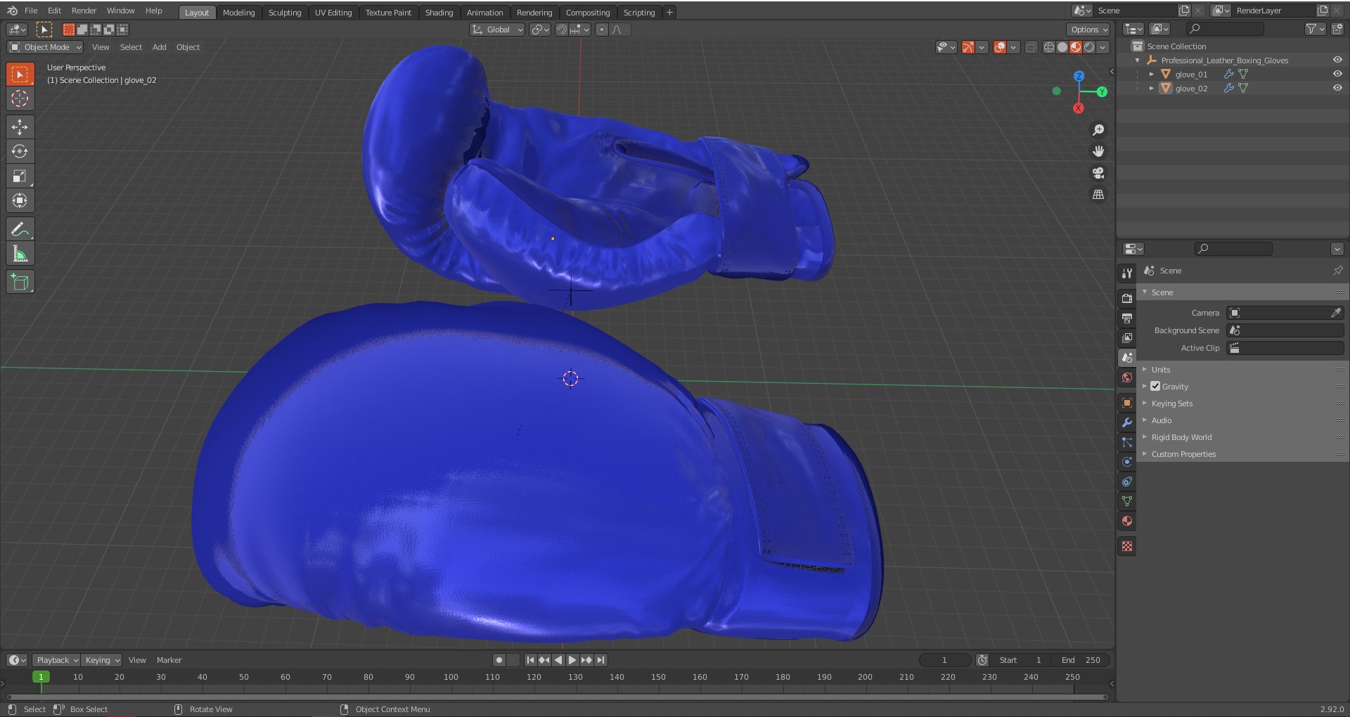 Professional Leather Boxing Gloves 3D model