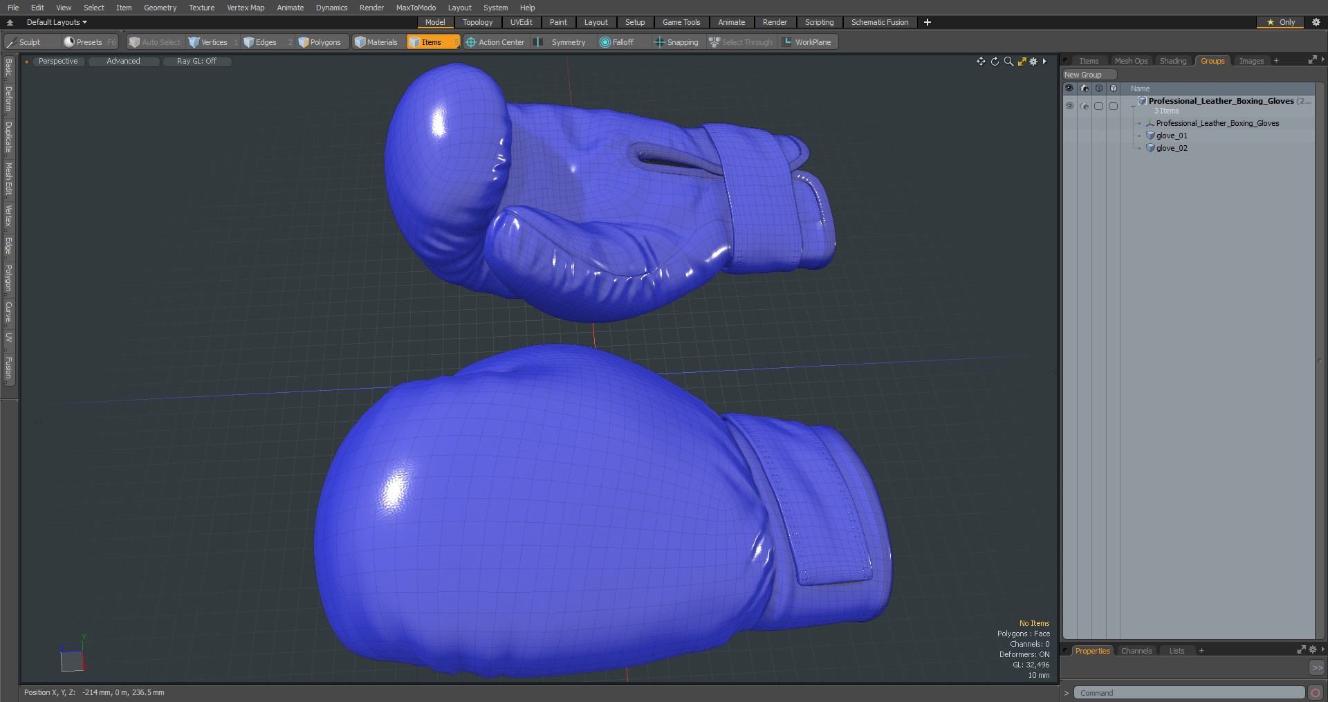 Professional Leather Boxing Gloves 3D model