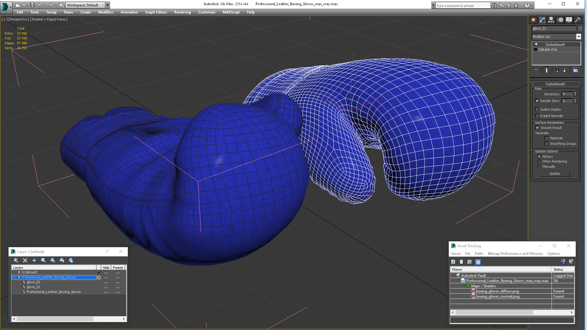 Professional Leather Boxing Gloves 3D model