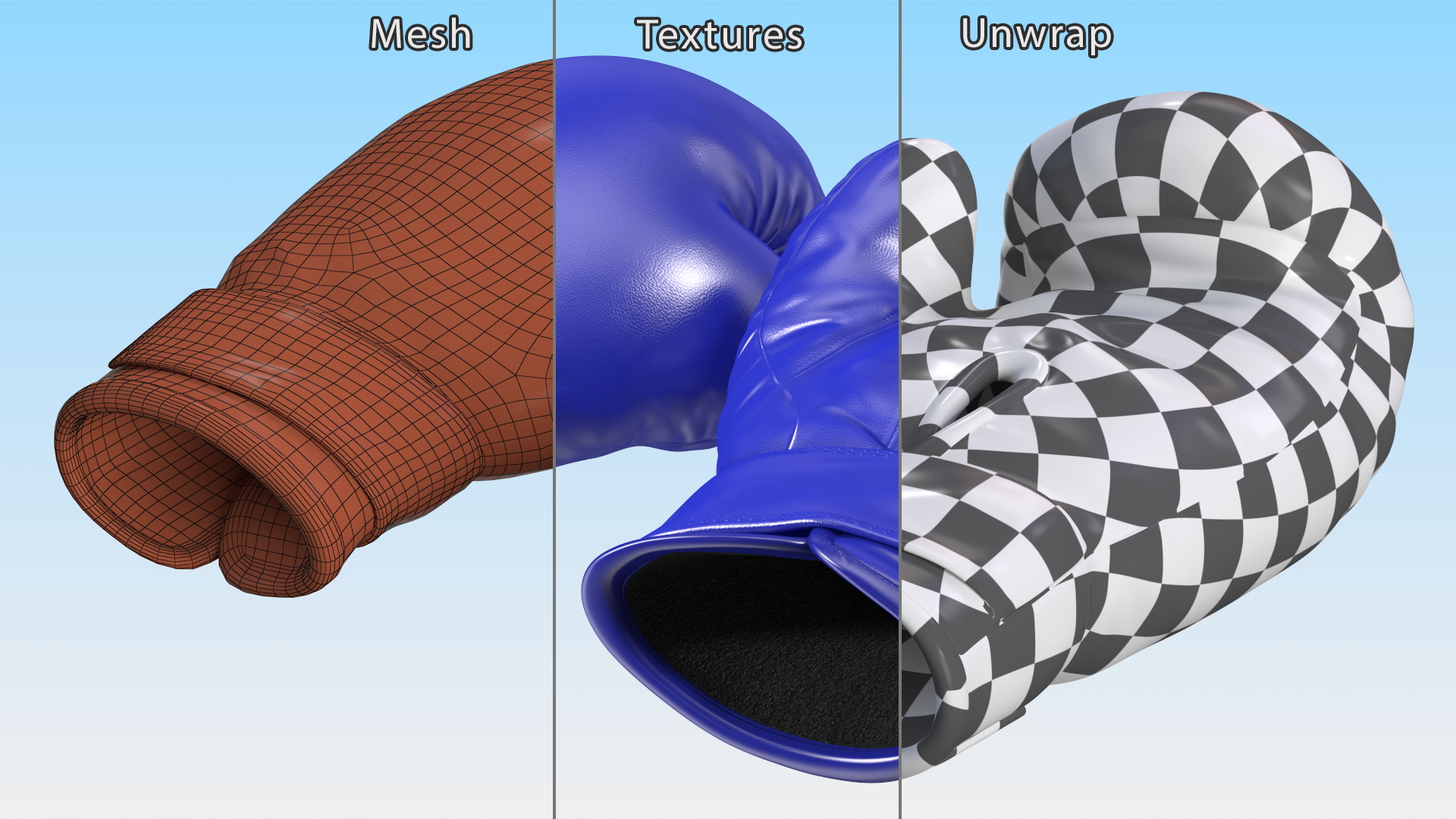 Professional Leather Boxing Gloves 3D model
