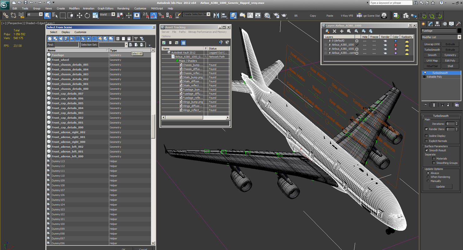 3D Airbus A380 1000 Generic Rigged