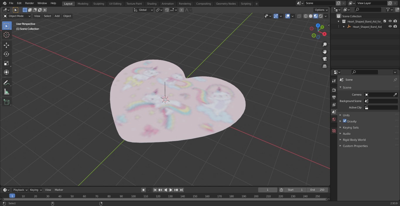 3D model Heart Shaped Band Aid for Kids