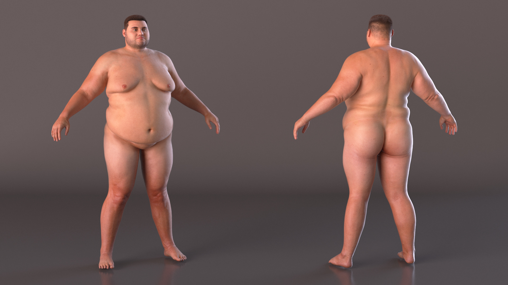 Naked Fat Man Fur 3D
