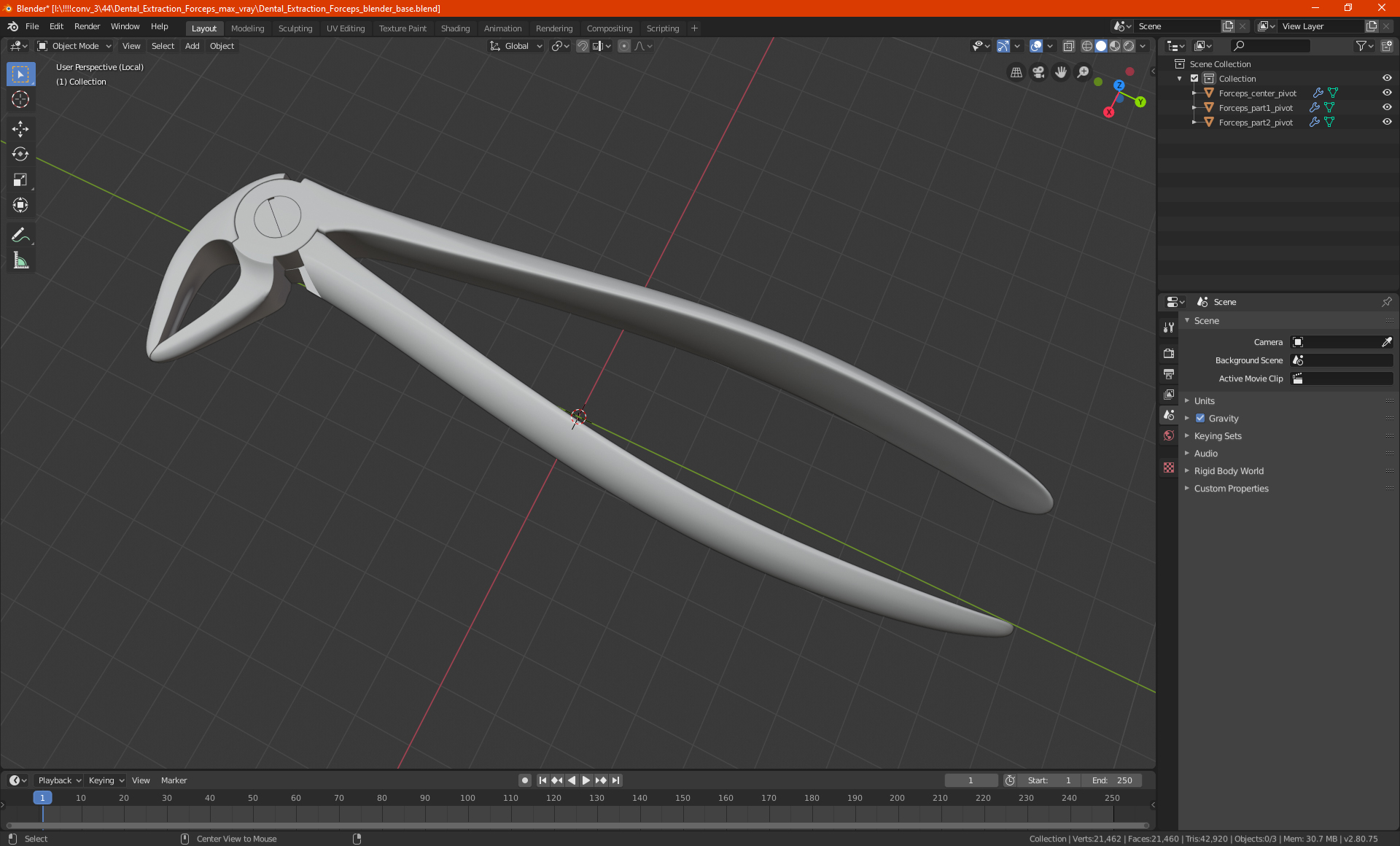 3D model Dental Extraction Forceps