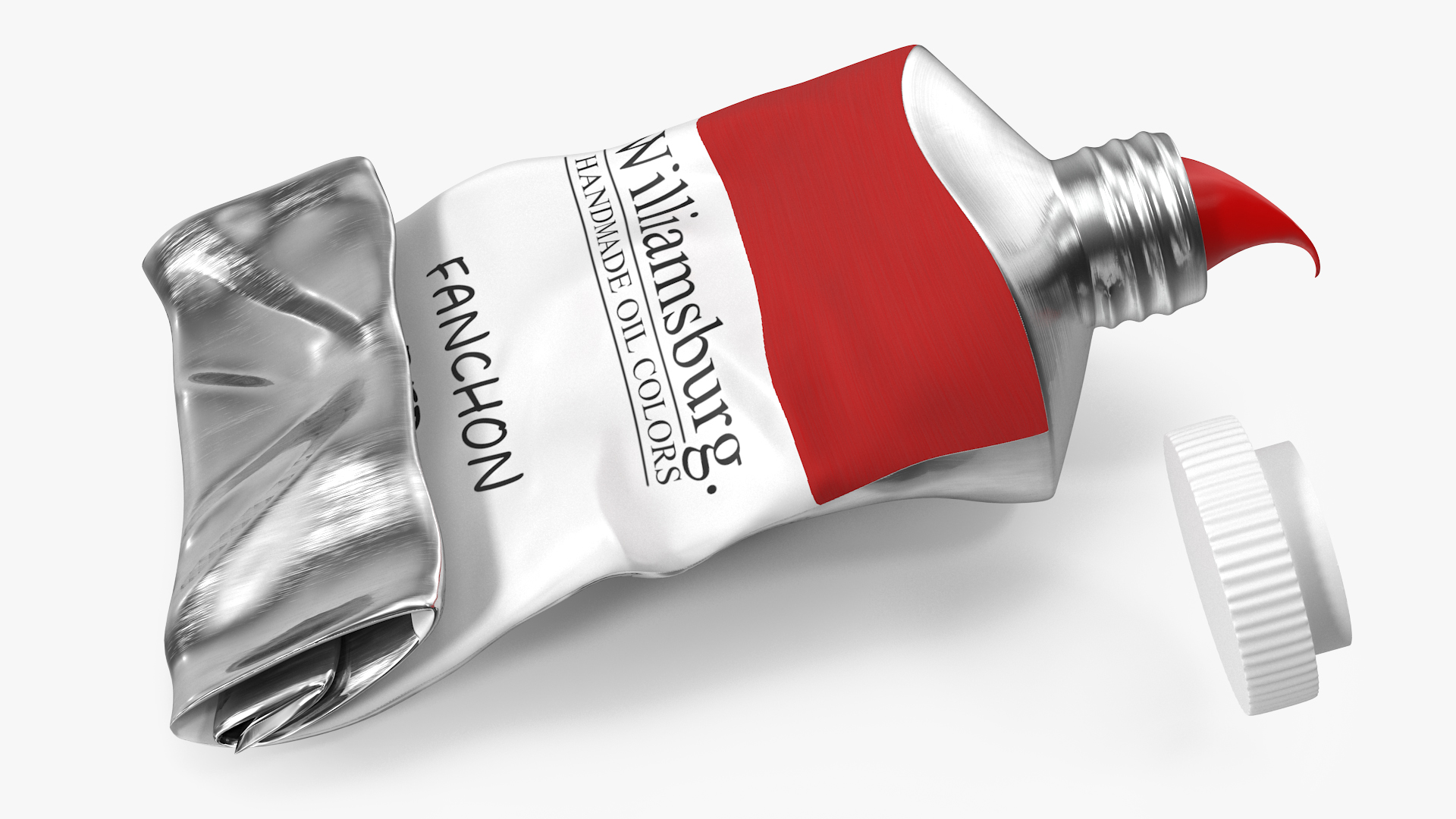 3D model Williamsburg Red Oil Paint Tube Squeezed