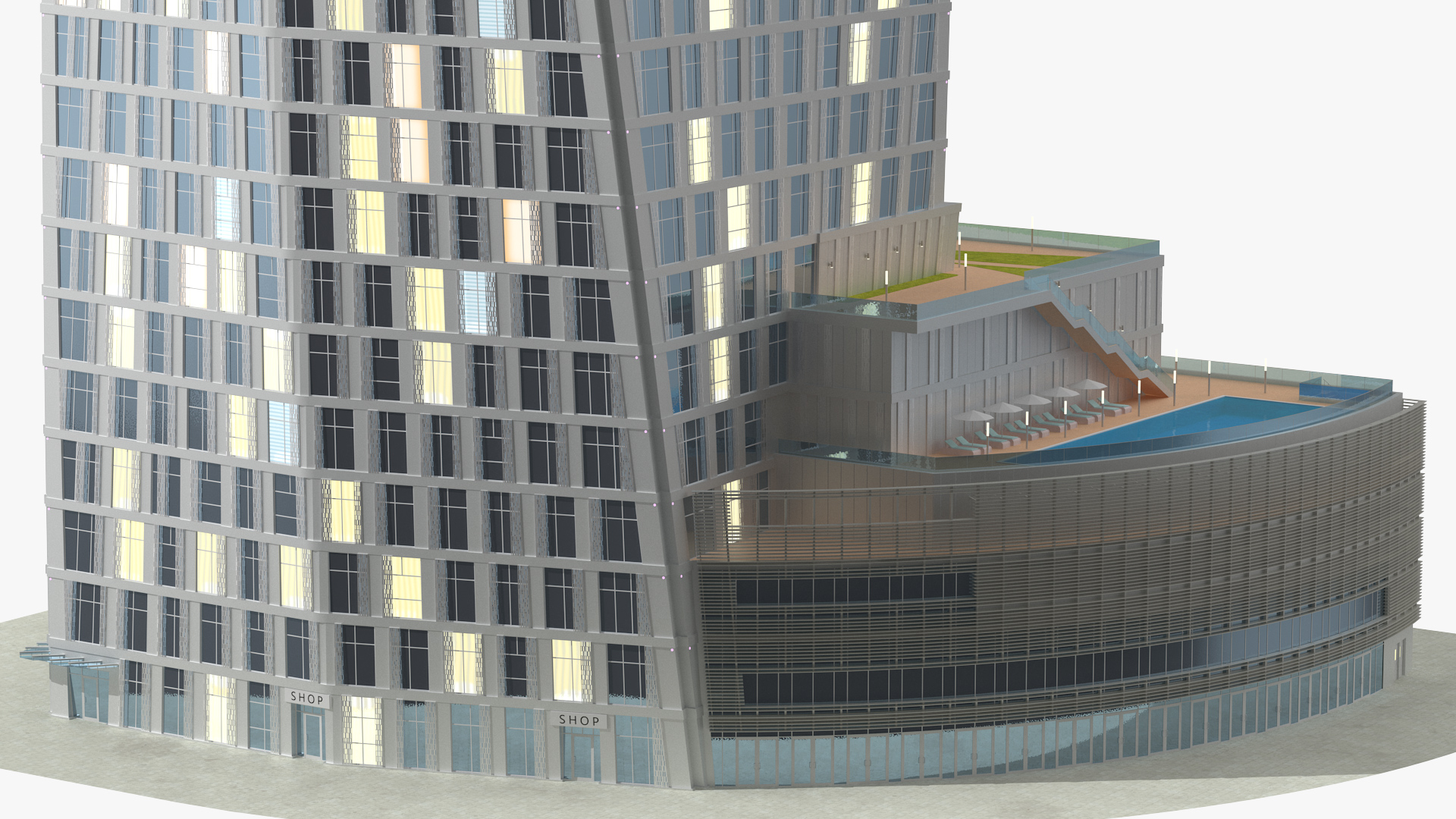 Twisted Skyscraper Night Glow 3D model