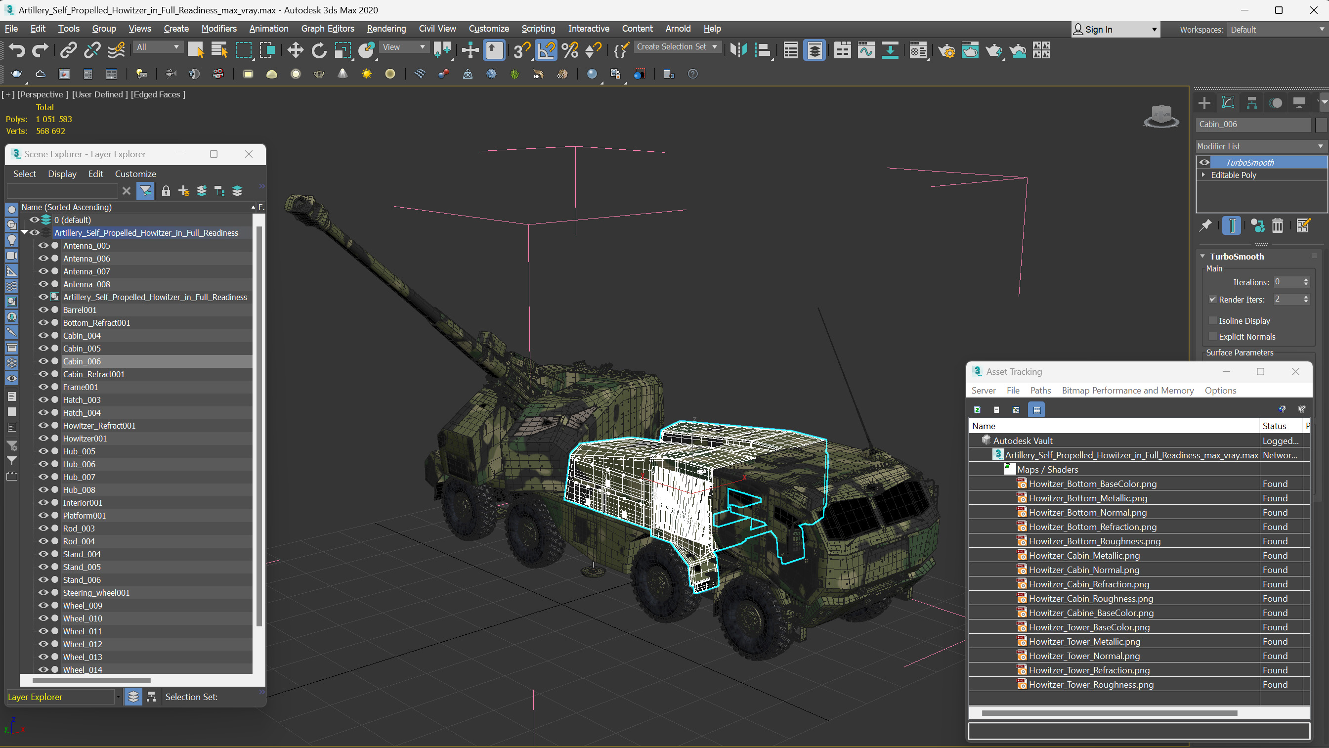 3D Artillery Self Propelled Howitzer in Full Readiness