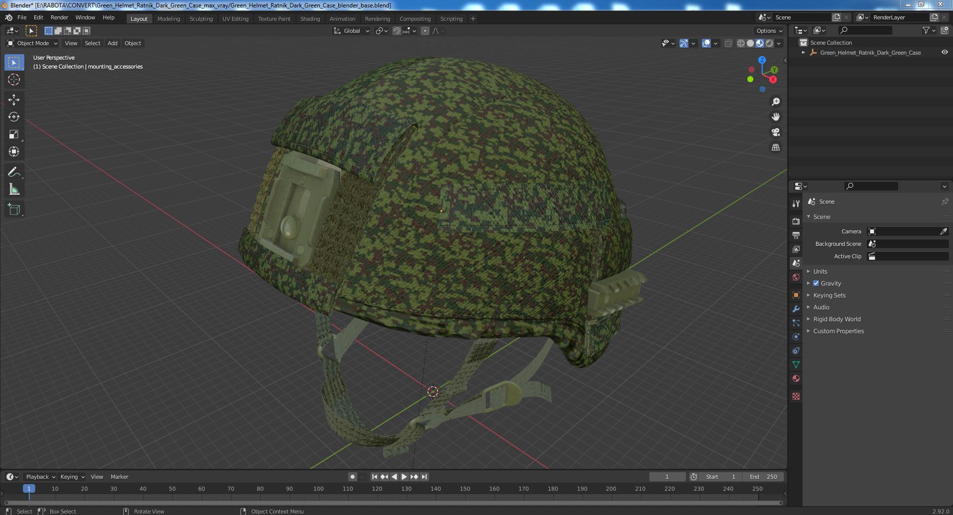 3D model Green Helmet Ratnik Dark Green Case